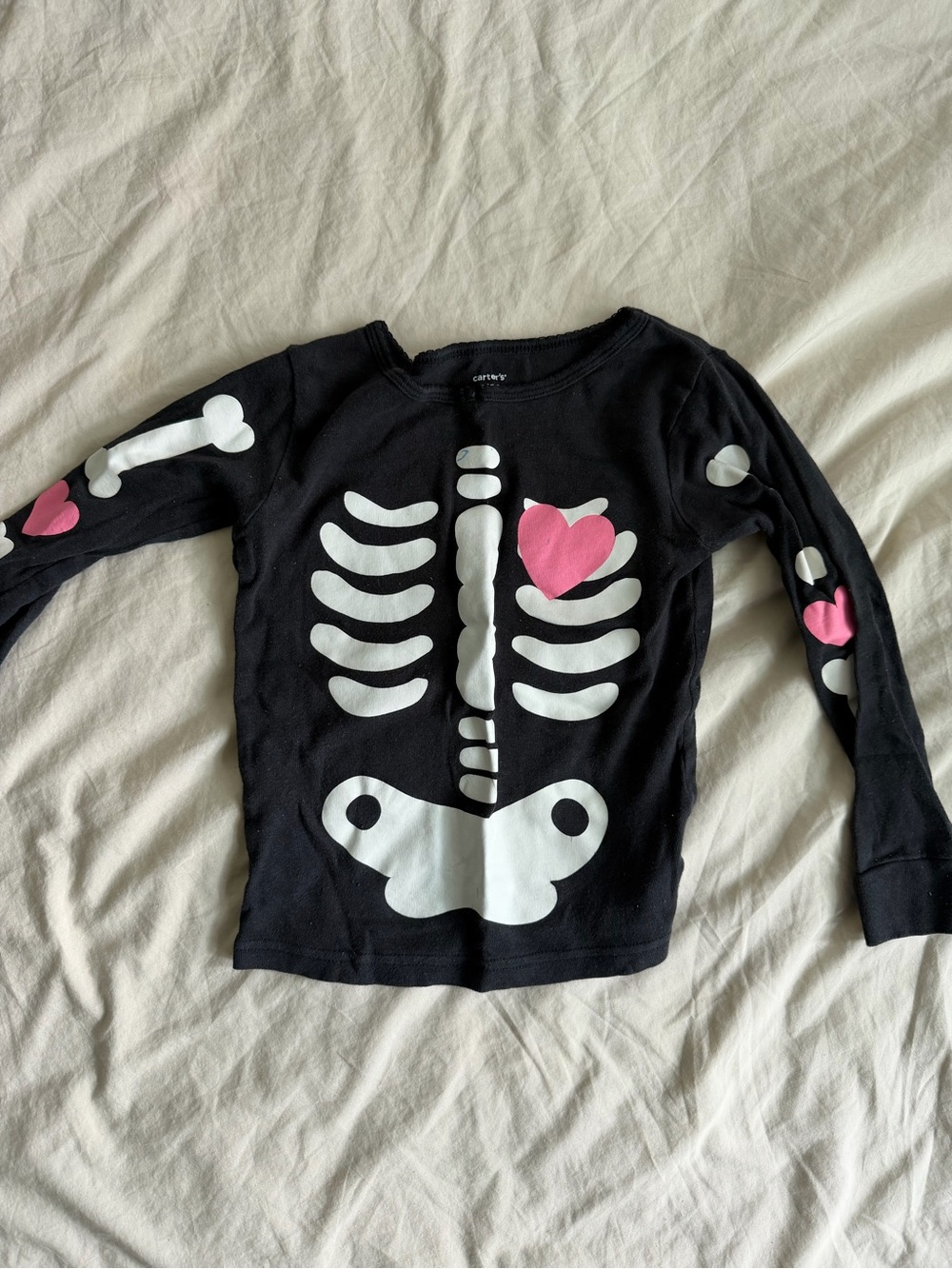 Carter's Black Skeleton Heart Long Sleeve Top